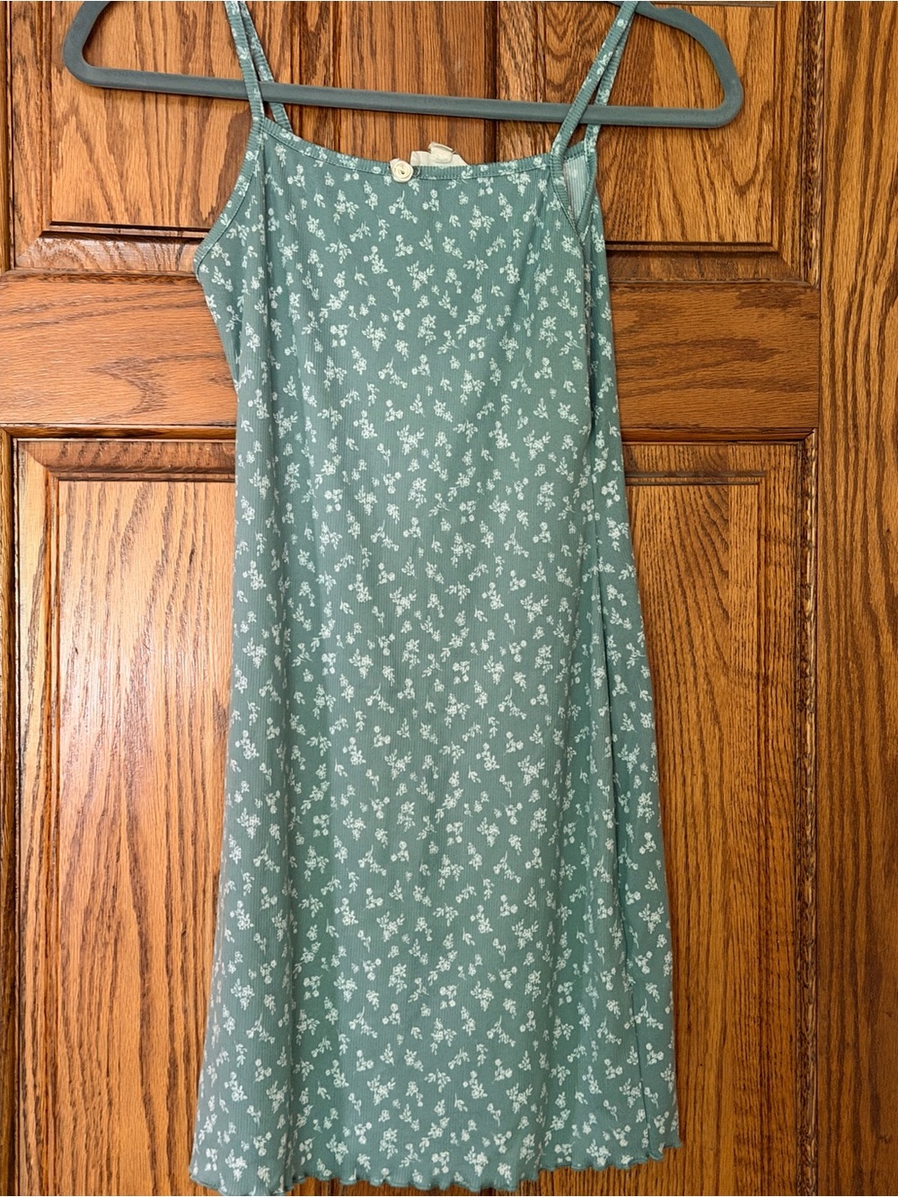 See You Monday Sage Green Mini Dress with White Floral Print
